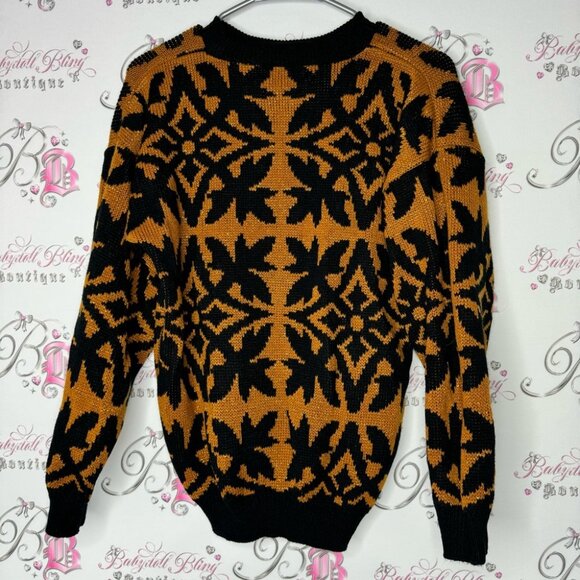 Enchante knit sweater sparkly glitter orange black knitted warm cozy grandmacore - Picture 7 of 8